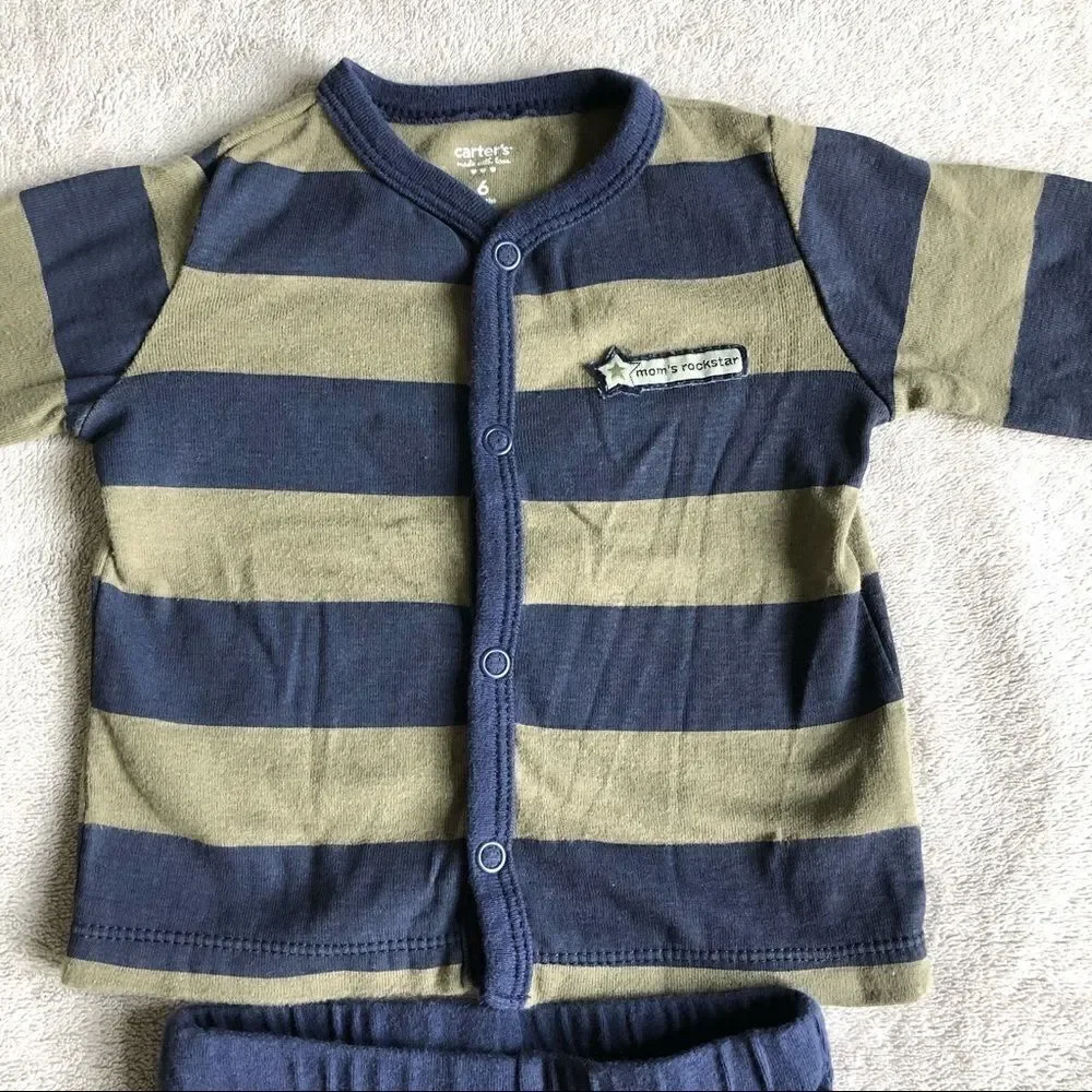 NWOT Carter’s Elephant hoody set & Stripe Snap Top Set